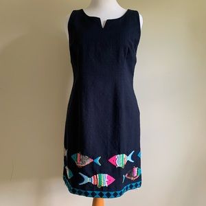 Talbots Embroiled and Embellished Sheath Dress 14P NWOT